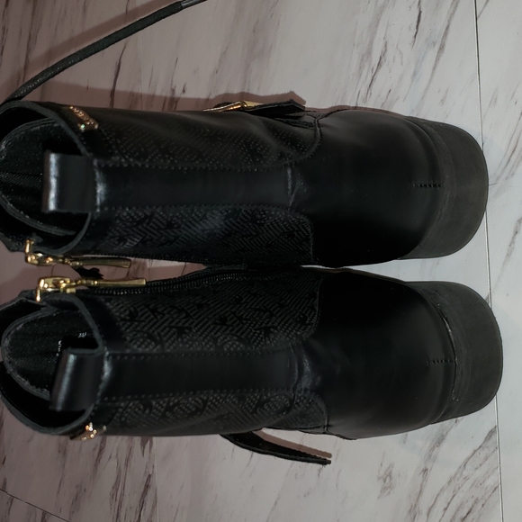 Womens BEBE Gold Buckle Military Boot - Picture 5 of 6